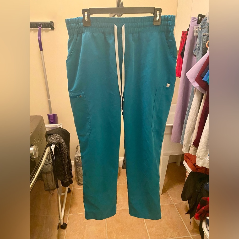 FIGS High-Waisted Yola Skinny Scrub Pants - Pacific Blue - Size LP